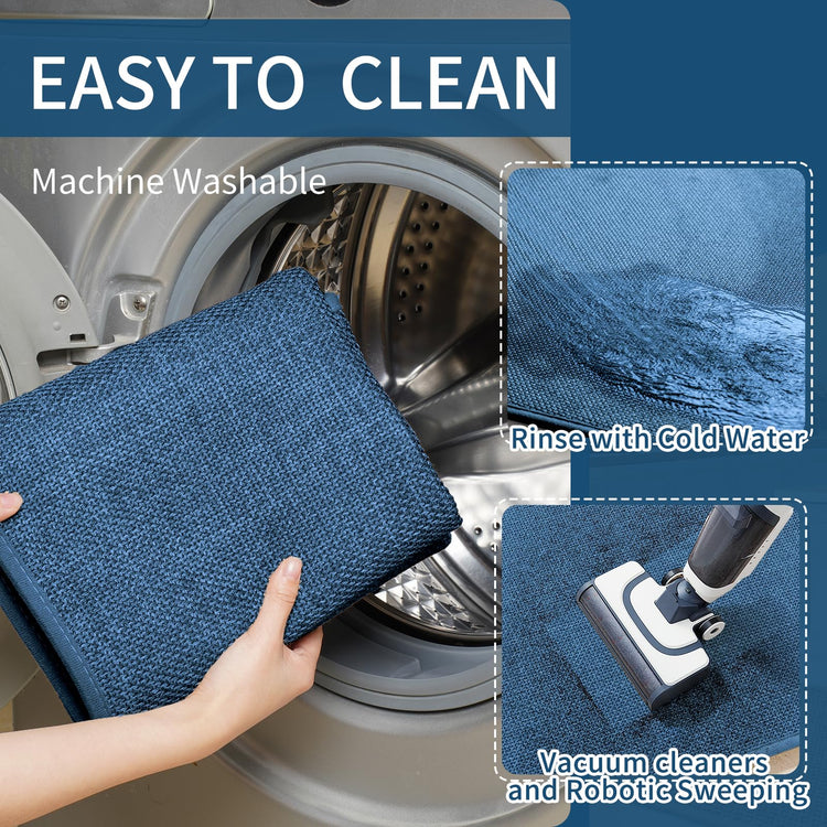 Long Kitchen Runner Rugs Kitchen Mat Non Slip Washable Blue 17"x59"