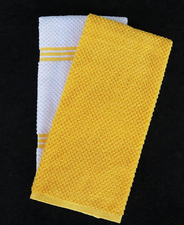 AMOUR INFINI Kitchen Towels Pack of 4 - Absorbent, Quick Drying Premium Cotton Tea Towel - Kitchen Linens 16x28 Inch Dish Towels with Hanging Loop (Yellow) - Nestoria