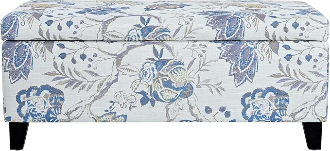 Christopher Knight Home Nesbit Living Room Ottoman with Storage, Entryway Fabric Upholstered Storage Ottoman Bench, Rectangular Sofa Foot Stool, Bedroom End of Bed Bench, Shoe Organizer, Light Blue