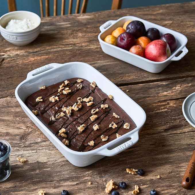 STAUB Ceramics Rectangular Baking Dish Set, 2 pc, White