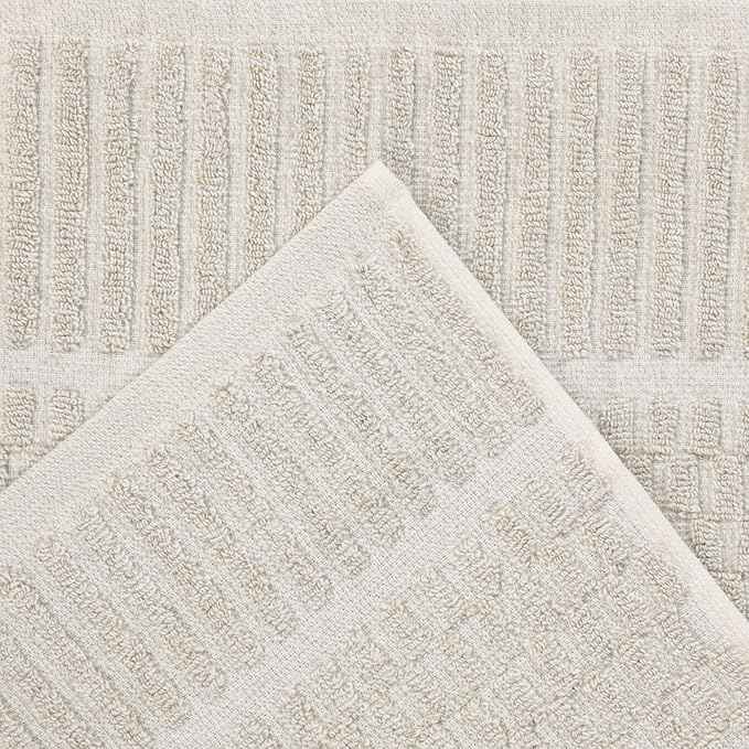 Superior Juno Viscose Cotton Blend Medium Weight Towels, for Bathroom, Shower, Spa, Plush, Quick Dry, Ultra-Soft Towels, Bath Essentials, Border Detail, 8 Piece Assorted Towel Set, Beige