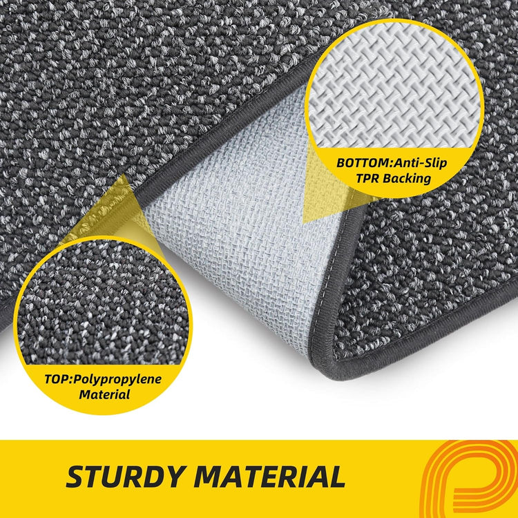 JSEI Dirt Trapper Door Mat 24"x60" Non-Slip Washable Entrance Mat, Dog Doormats, Absorbent & Fade-Resistant Floor Mats, Low Profile Welcome Mats for Entryway, Front Door, and Inside Entrance,Dark Grey