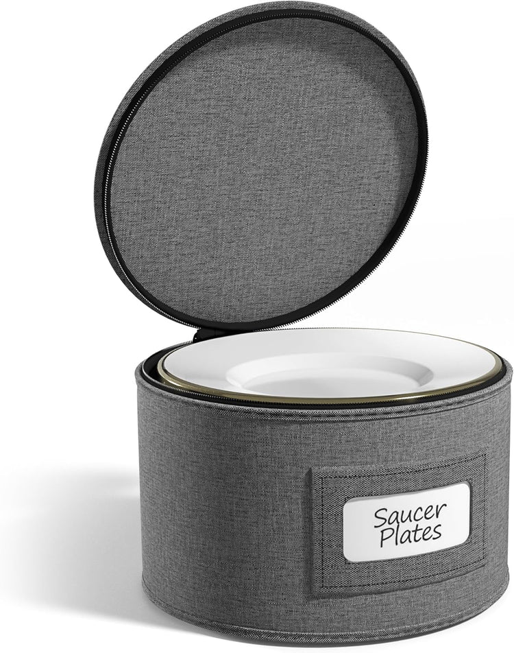 Sorbus China Storage Containers – Dinnerware Organizer for Dessert Plates with Lid (Holds Service for 12) with Felt Protectors – 7.25" x 5"