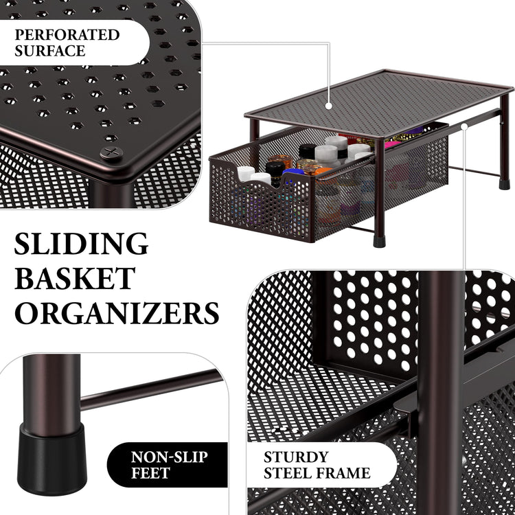 Stackable Cabinet Basket Drawer Organizer