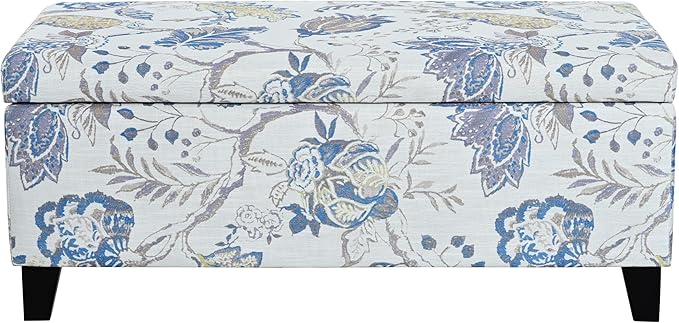 Christopher Knight Home Nesbit Living Room Ottoman with Storage, Entryway Fabric Upholstered Storage Ottoman Bench, Rectangular Sofa Foot Stool, Bedroom End of Bed Bench, Shoe Organizer, Light Blue