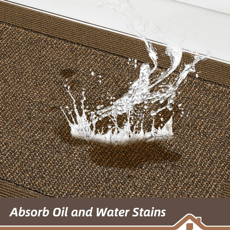 BEQHAUSE Kitchen Rugs and Mats Set of 2 Non-Slip Kitchen Mats for Floor, Absorbent and Stain Resistant Kitchen Runner, Machine Washable Rugs for Kitchen, Laundry & Sink, 20"x32"+20"x48", Brown
