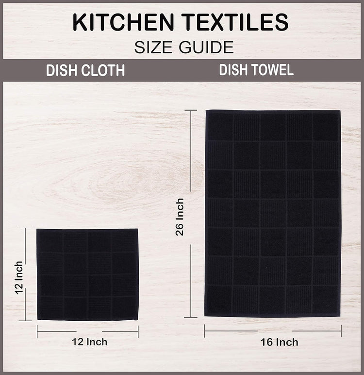 AMOUR INFINI Dish Cloths for Washing Dishes Set of 8 - Highly Absorbent, Super Soft Kitchen Dishcloths - Reusable Quick Dry Dish Rags for Cleaning & Drying Kitchen Linens (12x12 Inch - Black) - Nestoria