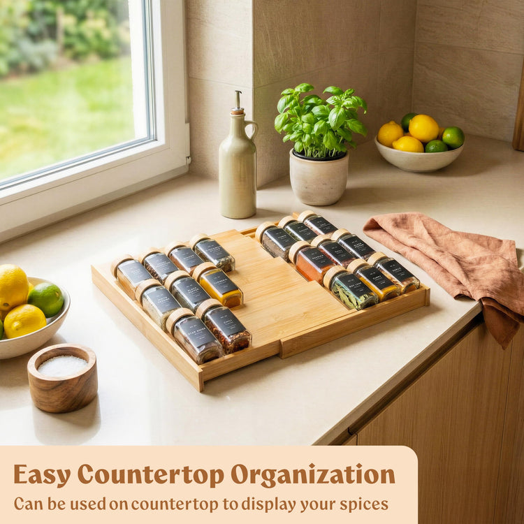 Bamboo Spice Drawer Organizer