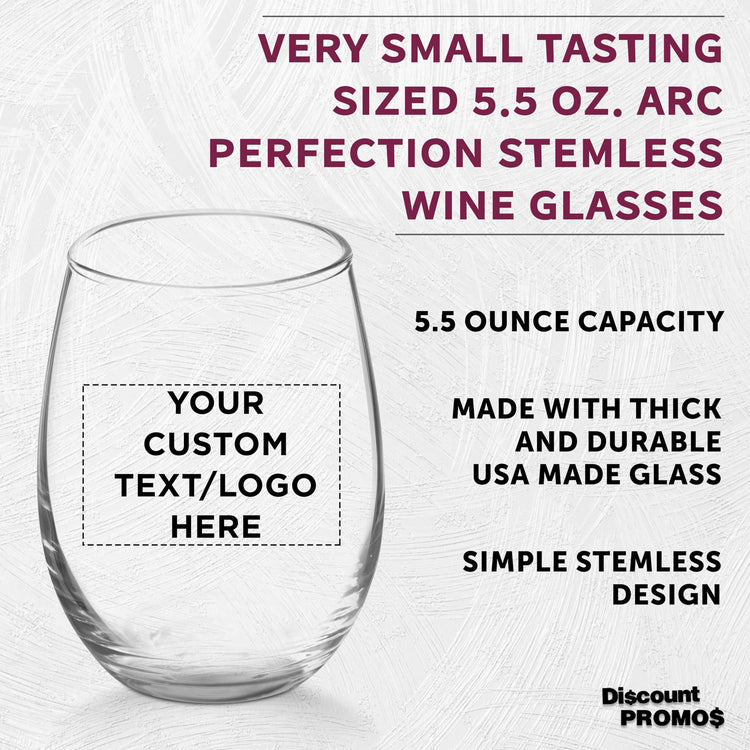 Custom Stemless Wine Glasses by ARC 5.5 oz Set of 12 (100 Count)