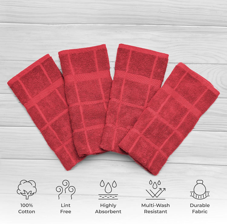 100% Cotton Terry Dish Towels, 4 Pack Plain, 16 x26 Inches, Super Soft and Absorbent Kitchen Towels, Perfect for Kitchen Cleaning and Dish Washing | RED - Nestoria