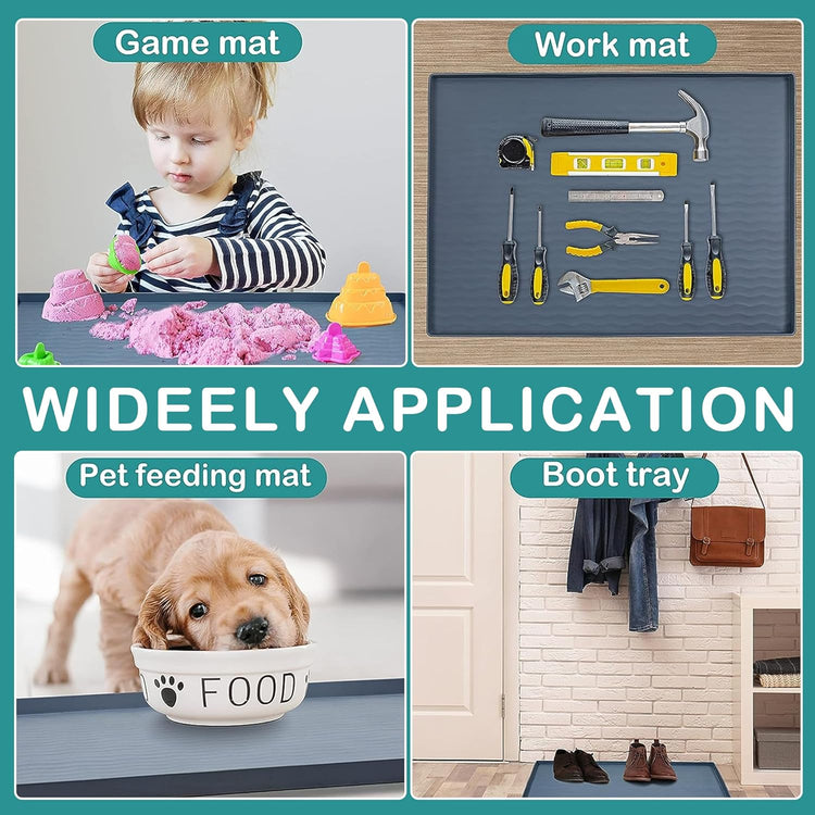 URMONA Waterproof Silicone Under Sink Mat 31'' x 22'' Shelf Liner for Kitchen and Bathroom, Cabinet and Counter Protector, Storage and Organizers, Litter Mat, Pet Cat Puppy Essentials(Black)