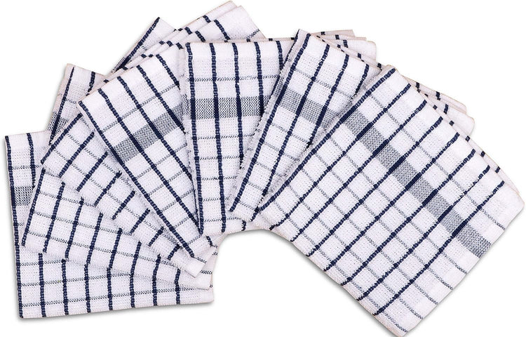 AMOUR INFINI Kitchen Dish Cloths Set of 8 - Ultra Soft, Highly Absorbent, Quick-Drying Terry Cotton Dishcloths 12"x12" Inch Wash & Cleaning Cloths for Kitchen & Dishwashing (Blue) - Nestoria