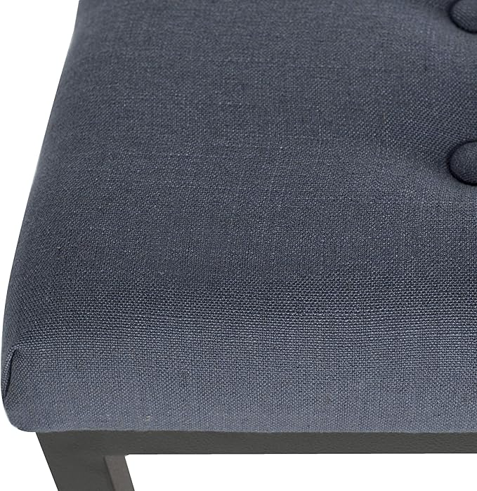 SAFAVIEH Home Collection – Reynolds Navy Tufted Upholstered Accent Bench, Modern Parsons-Style Open Frame Bench for Bedroom, Entryway or Living Room, Black Legs (FOX6225B)
