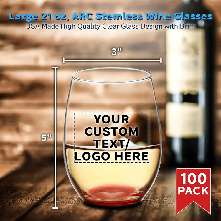 100 ARC Stemless Wine Glasses Set (100 Count)