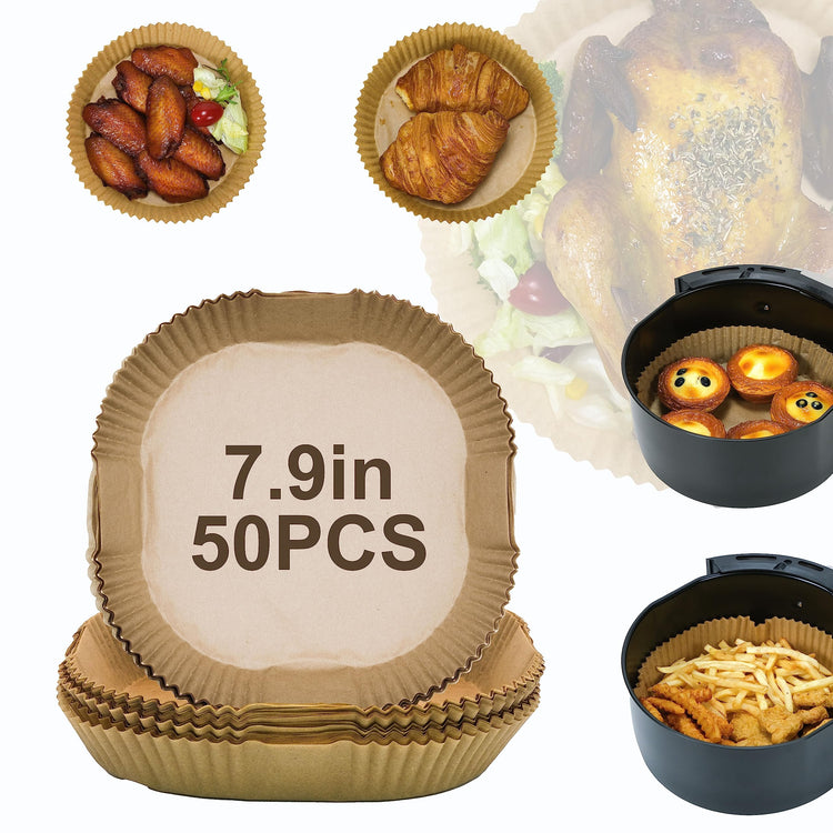 Air Fryer Disposable Paper Liners 50pcs 7.9 inch Square Parchment Paper Liner for Baking Roasting Fit 5