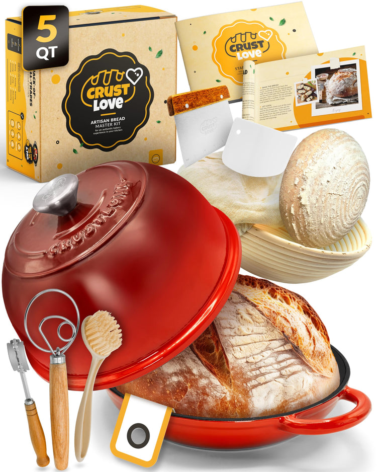 5 QT Cast Iron Bread Pan with Dome Lid for Artisan Bread Baking