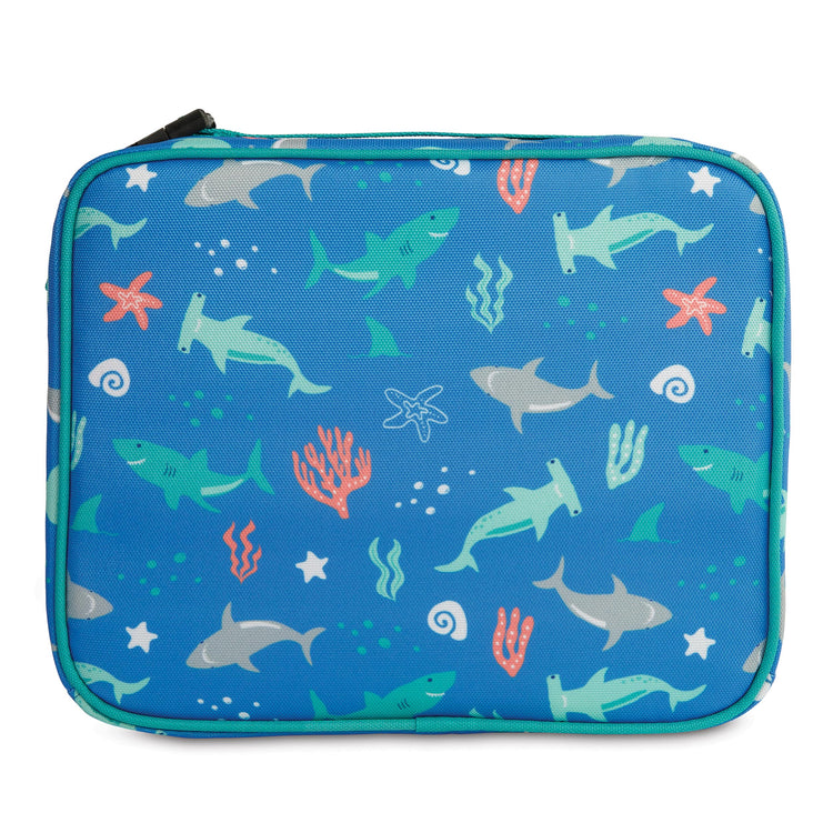 R) Freezable Classic Lunch Box, Sea Shark, Built with EcoFreeze(R) Technology, Collapsible, Reusable, Zip Closure With Zip Front Pocket and Buckle Handle, Designed for Fresh Lunch On the Go