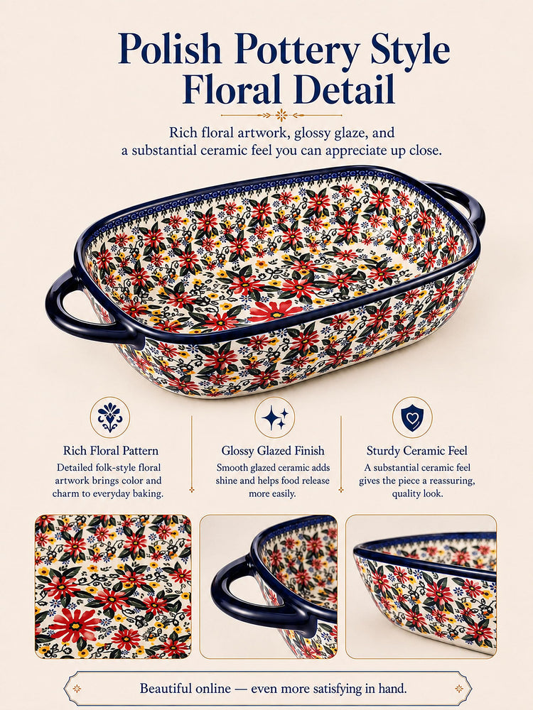 2 Piece Polish Pottery Style Ceramic Baking Dish Set (2 Count)