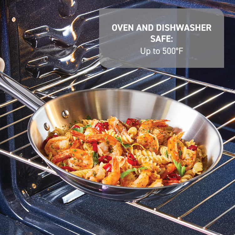 Gourmet Stainless Steel Fry Pan 12.5 Inch Induction Compatible Skillet Pan