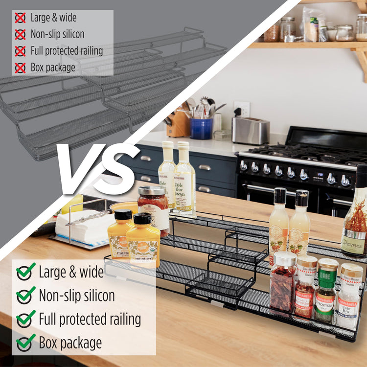 3 Tier Wide Expandable Cabinet Spice Rack Organizer