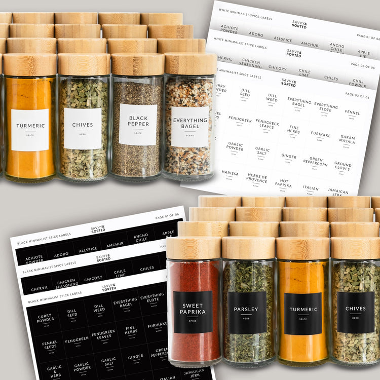Glass Spice Jars with Label (24 Count)