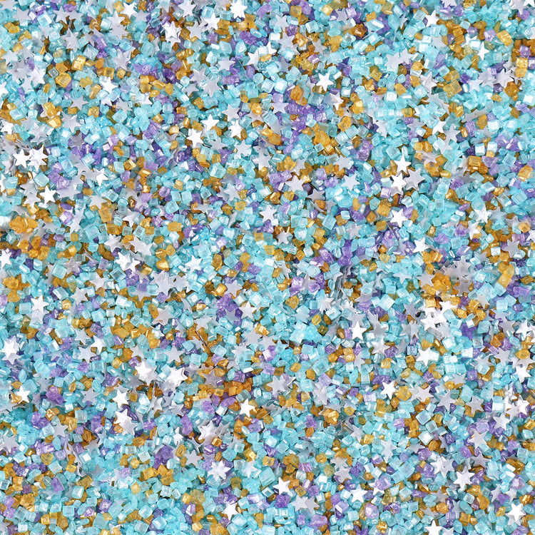 Sanding Sugar Edible Silver Glitter Stars Mix (3.5 Ounce)