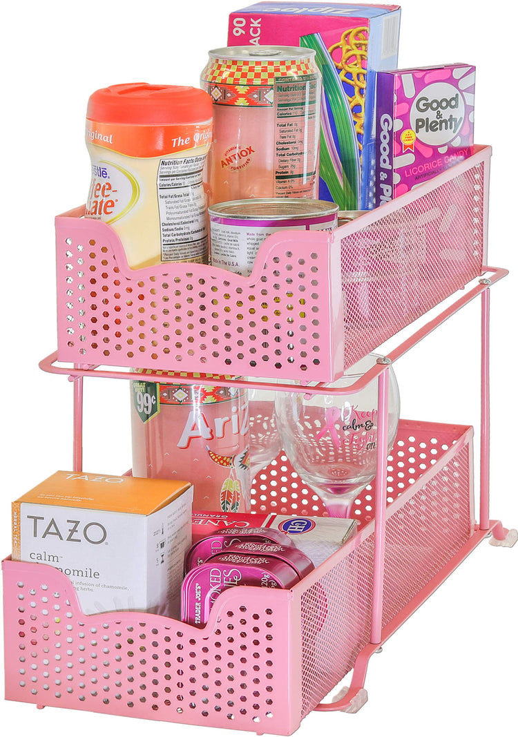2 Tier Sliding Cabinet Basket Organizer Drawer (2 Count)