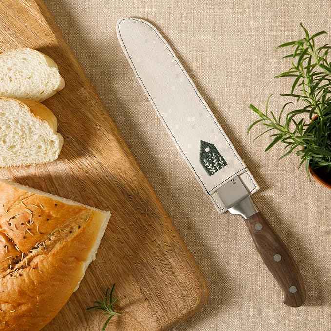 Bloomhouse 8 Inch German Steel Bread Knife W/Walnut Wood Forged Handle