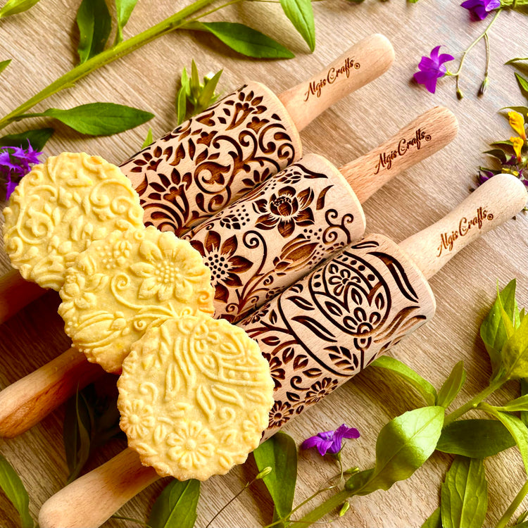 FLORET 3 Kid Rolling Pin Set with Lotus