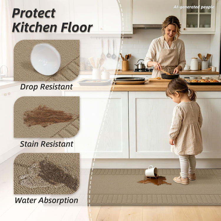 Kitchen Rugs Non Slip Washable 2PCS