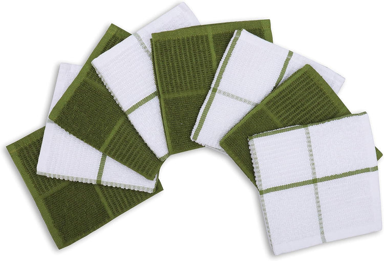 AMOUR INFINI Dish Cloths for Washing Dishes Set of 8 - Highly Absorbent, Super Soft Kitchen Dishcloths - Reusable Quick Dry Dish Rags for Cleaning & Drying Kitchen Linens (12x12 Inch - Green) - Nestoria