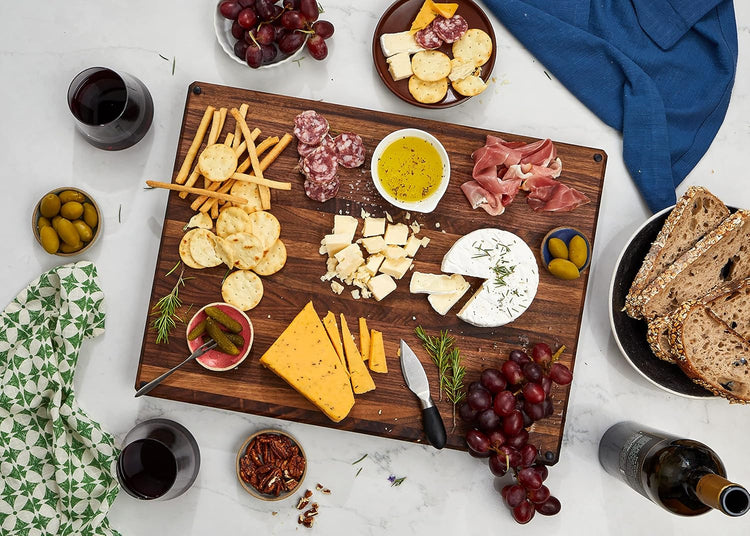 Sonder Los Angeles, Made in USA, Large Thick Edge Grain Walnut Wood Cutting Board with Non-Slip Feet, Juice Groove for Kitchen 20x15x1.5 in (Gift Box Included)