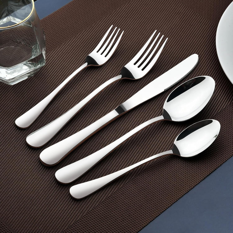 Silverware Set for 6, 30 Piece Heavy Duty Stainless Steel Flatware Utensils Cutlery Set Including Steak Knife Fork and Spoon, Dishwasher Safe, Gift Package for Wedding Housewarming