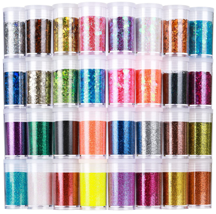 Glitter 32 Colors Fine and Chunky Glitter for Crafts (9.03 Ounce)