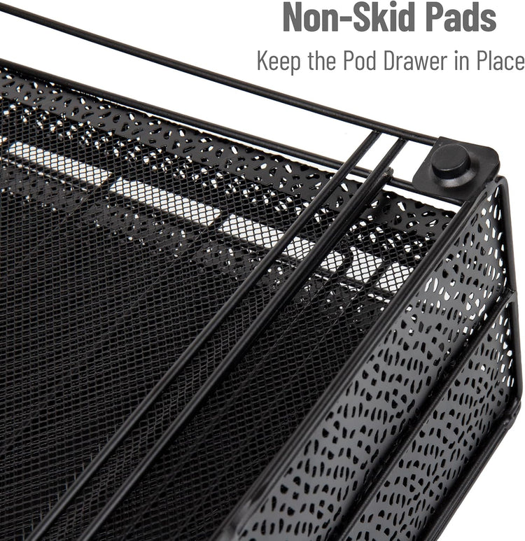 Mind Reader Single Serve Coffee Pod Organizer with 2 Drawers, 72 Pod Capacity, Metal Mesh, 13"L x 12.75"W x 5"H, Black