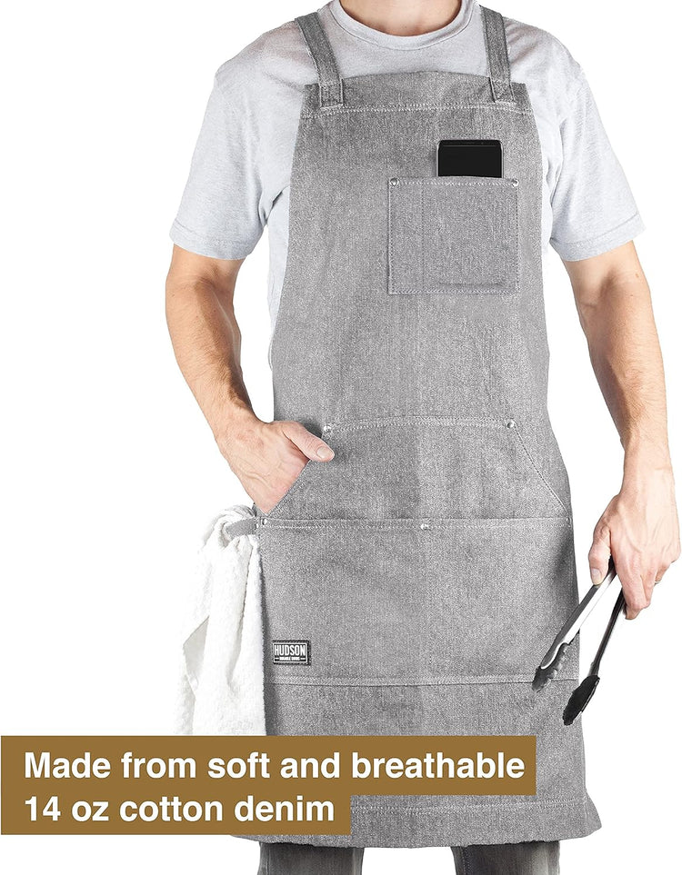 Hudson Durable Goods - Professional Grade Chef Apron for Kitchen, BBQ & Grill