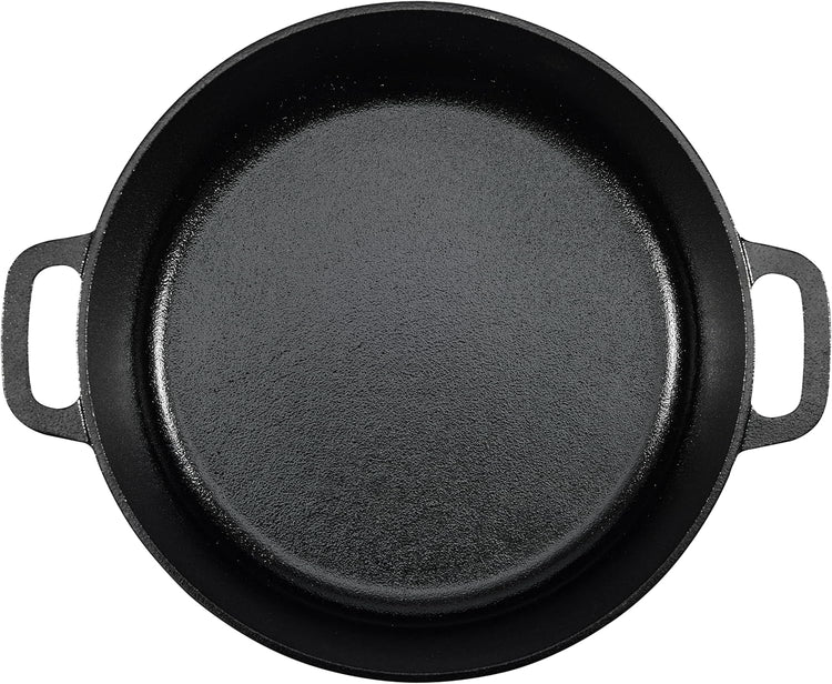 Amazon Basics Round Pre-Seasoned Cast Iron Dutch Oven Pot with Lid and Dual Handles, Heavy-Duty & Large, 7-Quart, Black - Nestoria