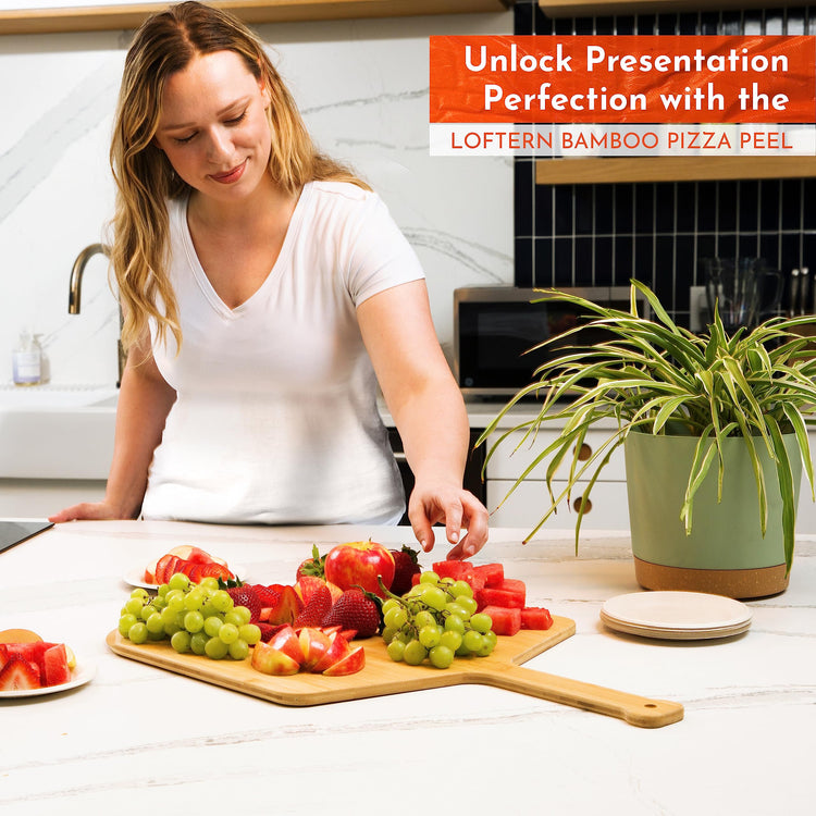 Wooden Pizza Peel 16 Inch Board with Engraved Sizes