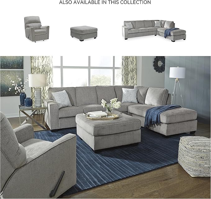 Signature Design by Ashley Altari Modern Square Oversized Ottoman, Light Gray