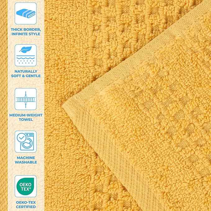 Superior Playa Zero Twist Cotton Medium Weight Towels, for Kitchen, Bathroom, Shower, Spa, Plush, Quick Dry, Ultra-Soft Towels, Bath Essentials, Waffle Textured, Absorbent Hand Towels, Set of 6, Gold