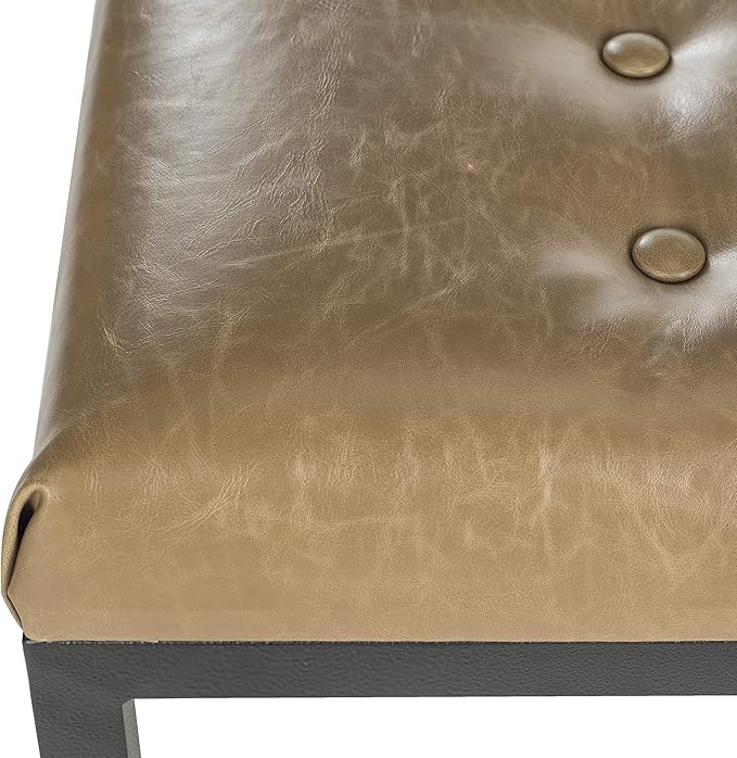 SAFAVIEH Home Collection – Reynolds Tan Tufted Upholstered Accent Bench, Modern Parsons-Style Open Frame Bench for Bedroom, Entryway or Living Room, Black Legs (FOX6225D)