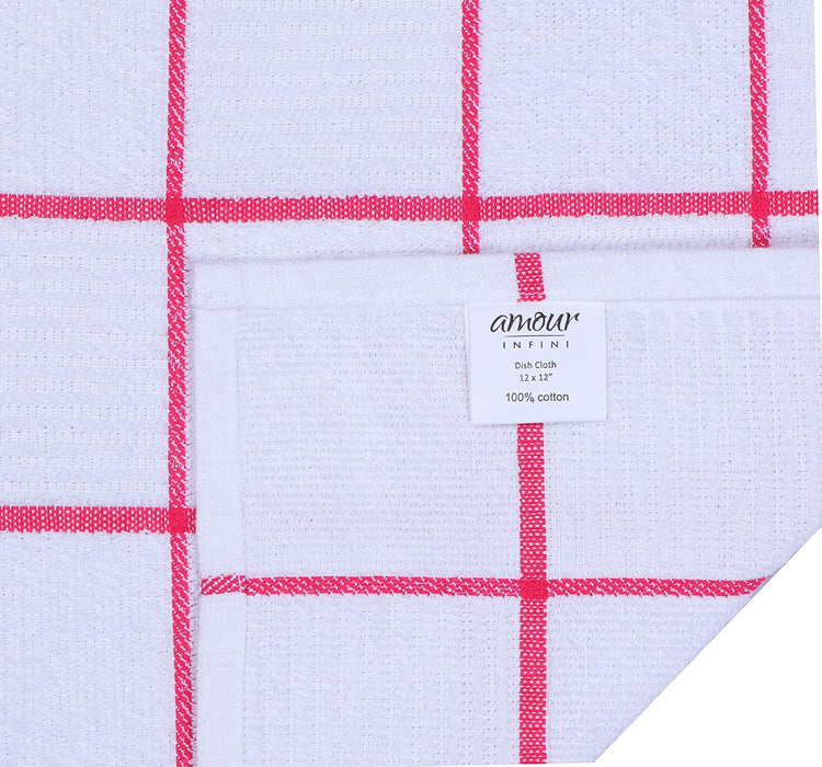 AMOUR INFINI Dish Cloths for Washing Dishes Set of 8 - Highly Absorbent, Super Soft Kitchen Dishcloths - Reusable Quick Dry Dish Rags for Cleaning & Drying Kitchen Linens (12x12 Inch - Pink) - Nestoria