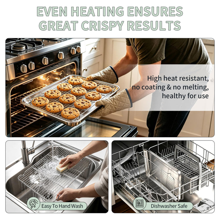 Stainless Steel Baking Sheet with Rack Set (4 Count)