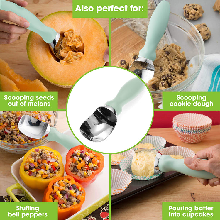 Stainless Steel Ice Cream Scoop with Soft Grip Handle