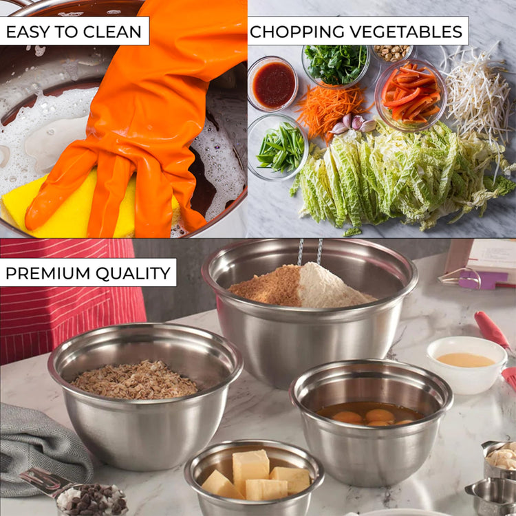 Premium Brushed Stainless Steel Mixing Bowls Sets (5 Count)