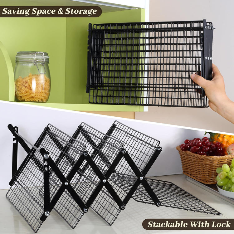 Pleafind 4 Tier Collapsible Cooling Rack - 3 Setting Design, Adjustable & Stackable Baking Rack, 5 Modes Cooling Racks for Cooking and Baking, Roasting & Grilling Gifts for Picnic Party