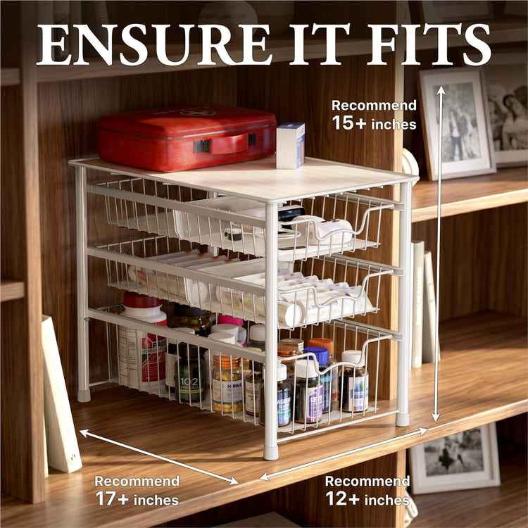 Stackable 3 Tier Sliding Basket Organizer Drawer