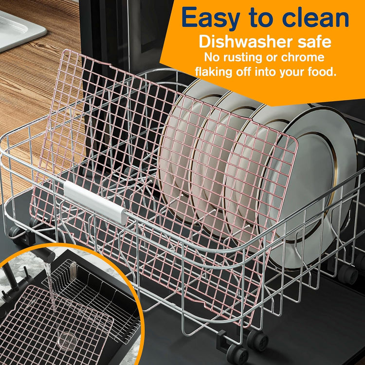 2PCS Cooling Racks for Cooking and Baking - 10" x 16"Heavy Duty Stainless Steel Wire Rack for Baking, Grilling, Roasting - Oven & Dishwasher Safe - Fits Half Sheet Pan(Rose Gold)