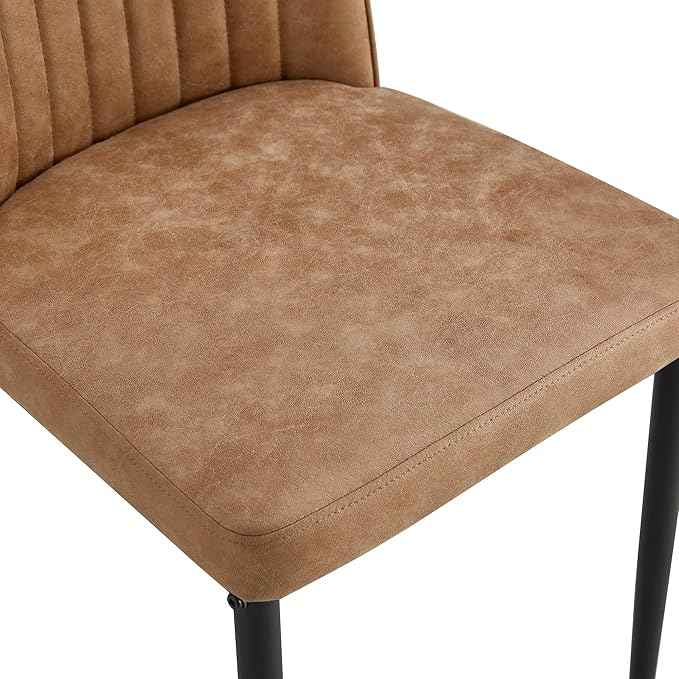 Modern Dining Chairs Set of 4 Kitchen Chairs Set Leathaire Fabric Chair with Metal Leg High Back Upholstered Chair for Dinner Room, Waiting Room(Set of 4, Brown Chair), Onesize