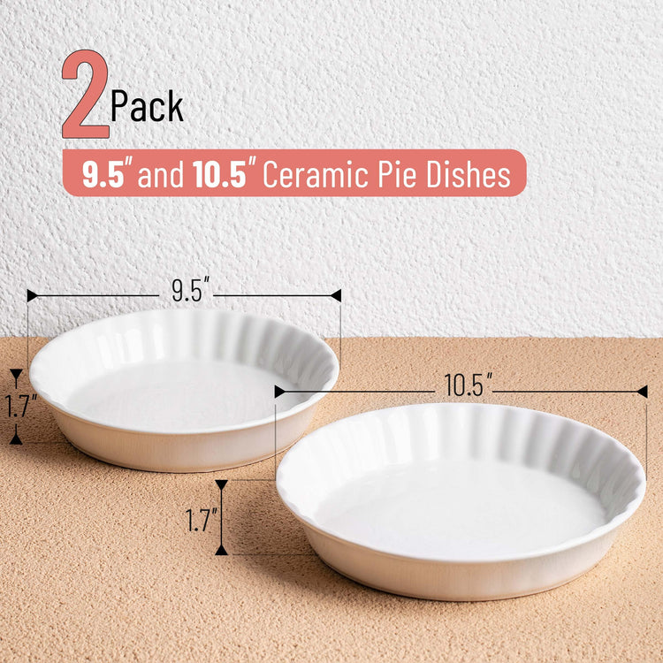 BTaT Ceramic Pie Pan for Baking (2 Count)